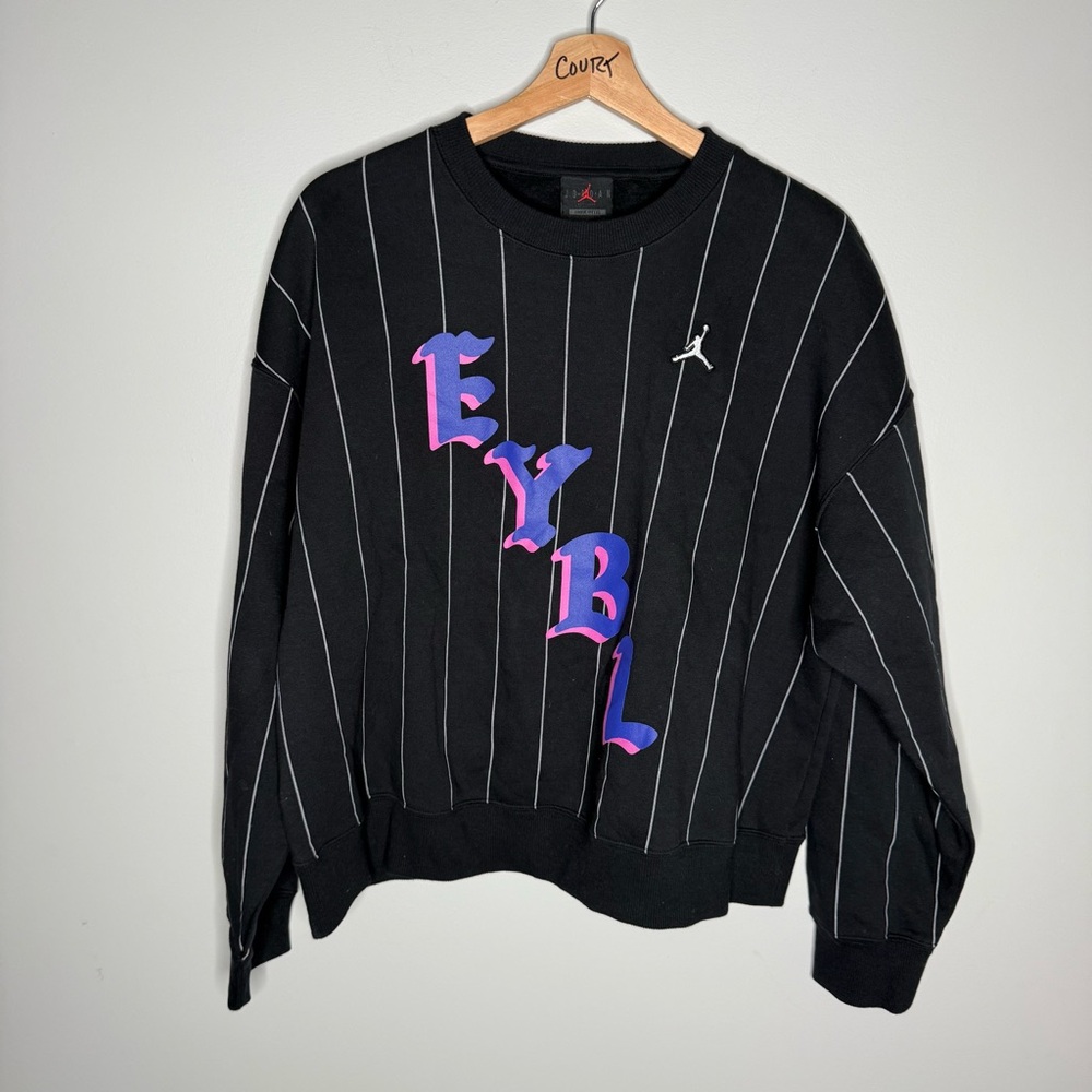 Nike Jordan EYBL Black Pinstripe Crewneck Sweater
